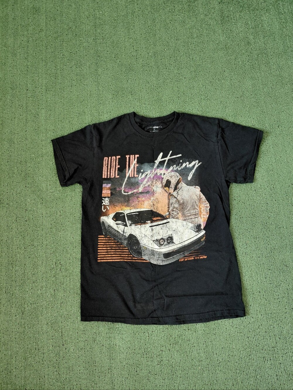 Fashion Nova Ride The Lightning Racing Retro Black T Shirt Sz Medium